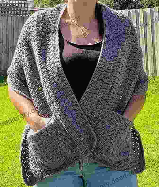 A Beautiful Knitted Pocket Shawl Made With Chunky Yarn, Featuring A Textured Stitch Pattern And A Convenient Pocket For Warmth And Storage. Knitting Pattern KP596 Knitting Pattern For Pocket Shawl Chunky Yarn And Knitting Needles 6mm And 5 5mm