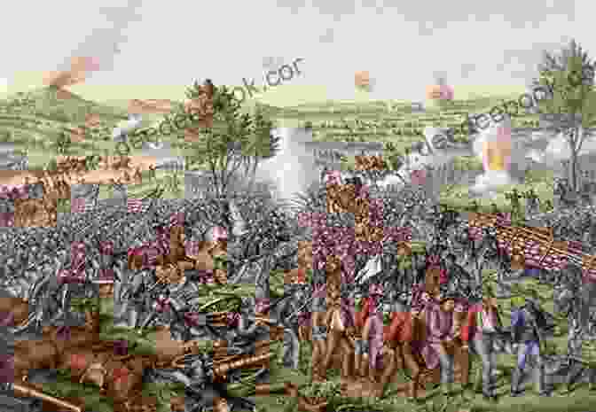 A Fierce Battle Scene During The American Civil War, Depicting The Clash Between Union And Confederate Forces. The Burden: A House Divided Shall Not Stand