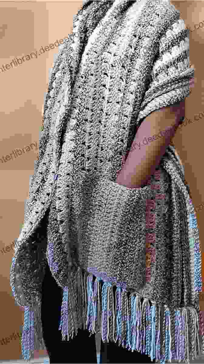 A Model Wearing A Beautiful Crochet Shawl That Was Made With Left Hand Crochet. Crochet Patterns With Left Hand: Simple And Detail Left Hand Crochet Tutorials For Beginners: Left Hand Crochet Guide