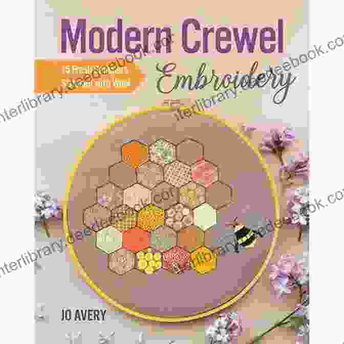 A Modern Crewel Embroidery Sampler Stitched With Wool In A Single Color. The Sampler Features A Geometric Design With Interlocking Circles And Squares. Modern Crewel Embroidery: 15 Fresh Samplers Stitched With Wool