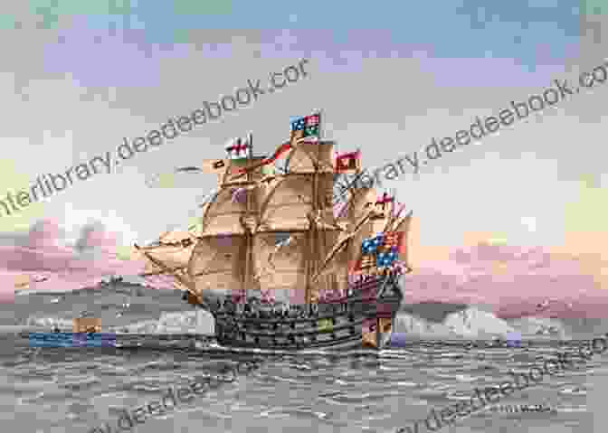 A Painting Depicting The Admiral Heart, A Large Warship With Three Masts And A Formidable Array Of Cannons. The Admiral S Heart (The De Montforte Brothers 6)