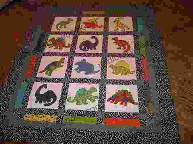 A Quilt With Appliqued Dinosaur Designs In Earthy Colors Quick Easy Quilts For Kids: 12 Friendly Designs