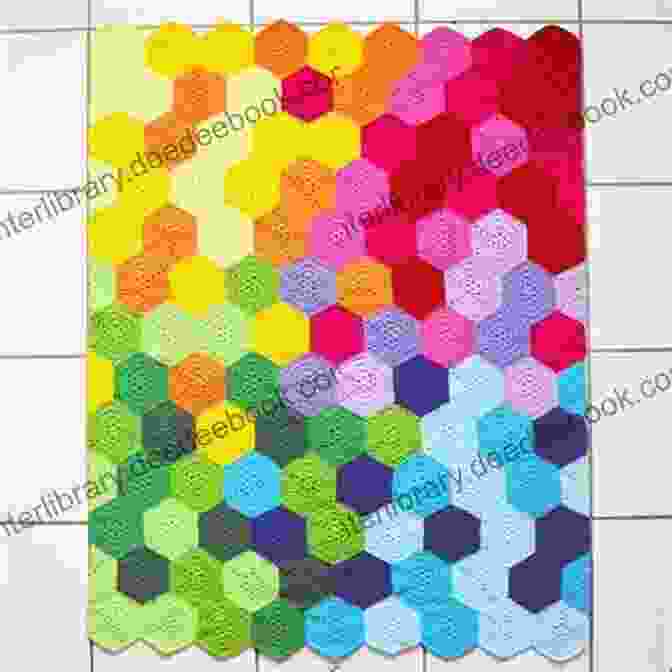 A Rainbow Quilt With A Hexagon Pattern Modern Rainbow Patchwork Quilts: 14 Vibrant Rainbow Patchwork Quilt Projects Plus Handy Techniques Tips And Tricks (Crafts)