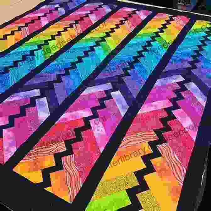 A Rainbow Quilt With A Zigzag Pattern Modern Rainbow Patchwork Quilts: 14 Vibrant Rainbow Patchwork Quilt Projects Plus Handy Techniques Tips And Tricks (Crafts)